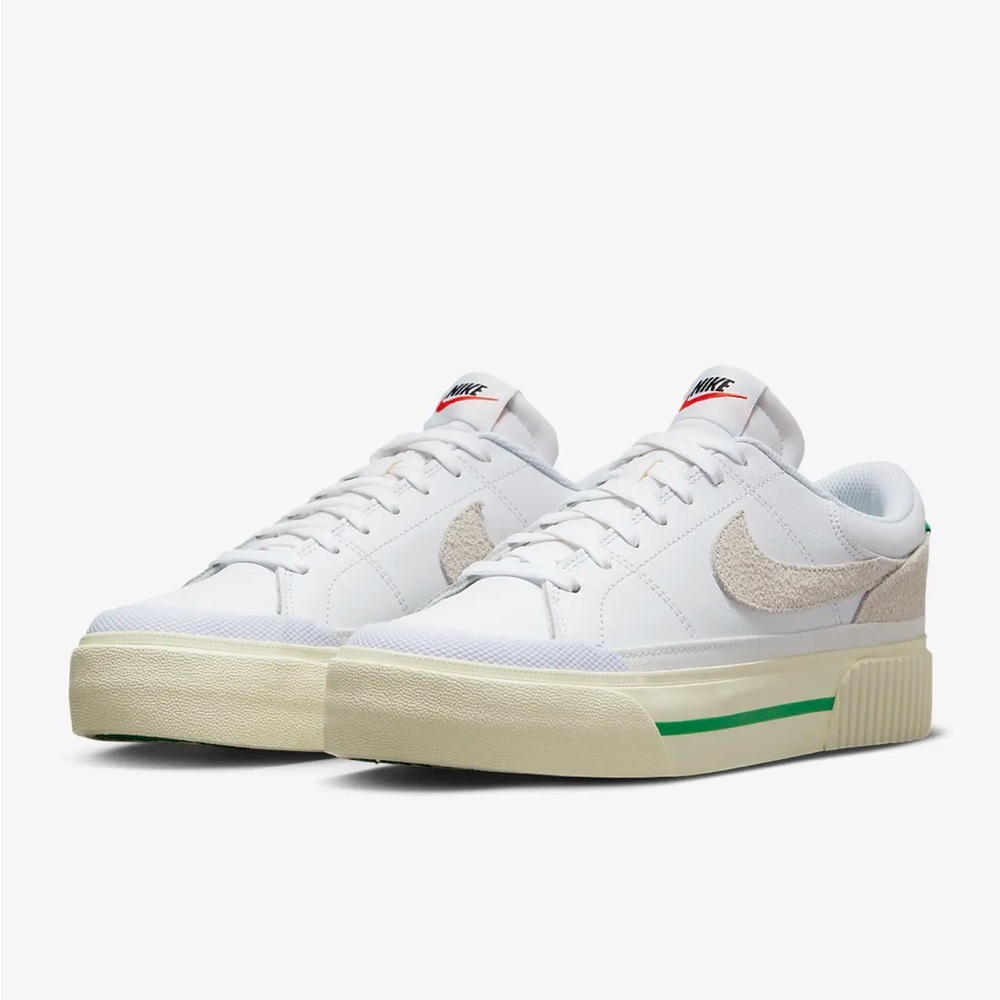 Nike Court Legacy Lift White Leather Sneakers Size 8